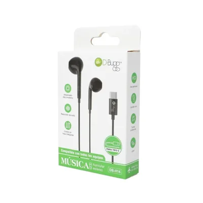 Audifonos Alámbricos Tipo C D-Bugg Negro DB-H14 Reducción de Ruido