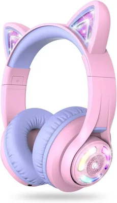 Auriculares - iClever - Cat Ear LED - Volumen Limitado - Morado