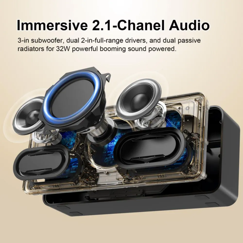 Bocina Bluetooth Doss Soundbox Xl 32W Con Subwoofer Dorado