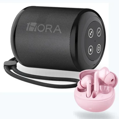Bocina 1HORA BOC062 con Audifonos G-Tide L42 Rosa