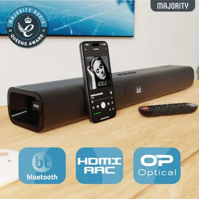 Barra de sonido Majority Naga 60 Bluetooth 120 W 24 pulgadas montable en pared