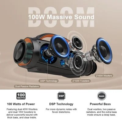 Bocina Bluetooth DOSS Extreme Boom+ 100W IPX6 impermeable