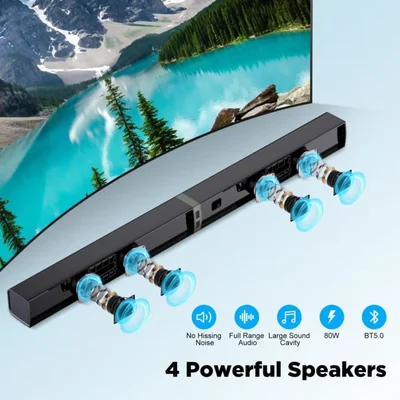 Barra de sonido MZEIBO 80W Bluetooth 5.0 para Smart TV 2 en 1