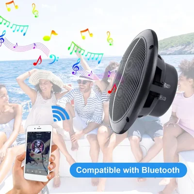 Bocina Bluetooth marinos Herdio de 6.5 pulgadas y 120 W Peak, color negro