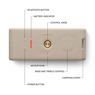 Bocina Bluetooth Marshall Middleton II crema impermeable