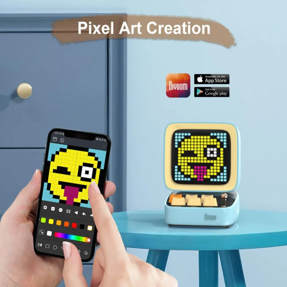 Bocina Bluetooth Divoom Ditoo Retro Pixel Art Game Blue