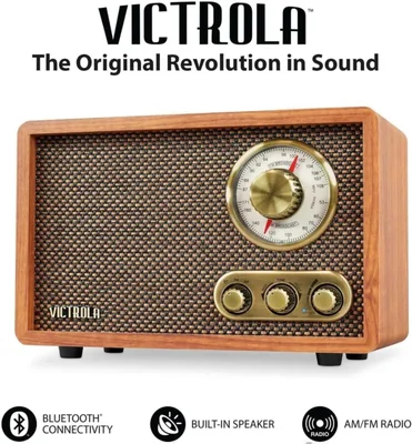 Radio Bluetooth Victrola Retro Wood con Bocina integrados