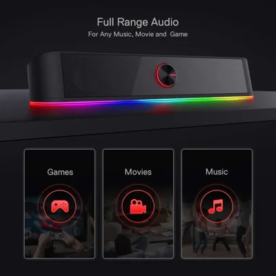 Barra de sonido de escritorio Redragon GS560 RGB 2.0 Canal Negra