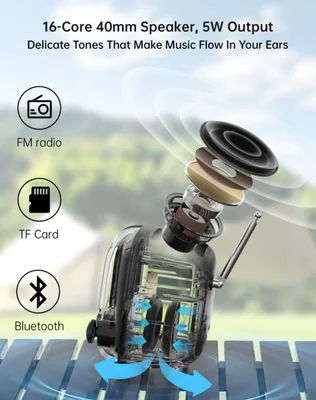 Bocina Bluetooth portátil Divoom Tiivoo-2 con radio FM negro