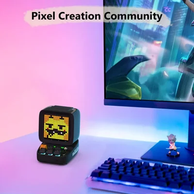 Bocina Bluetooth Divoom Ditoo Retro Pixel Art Game Black