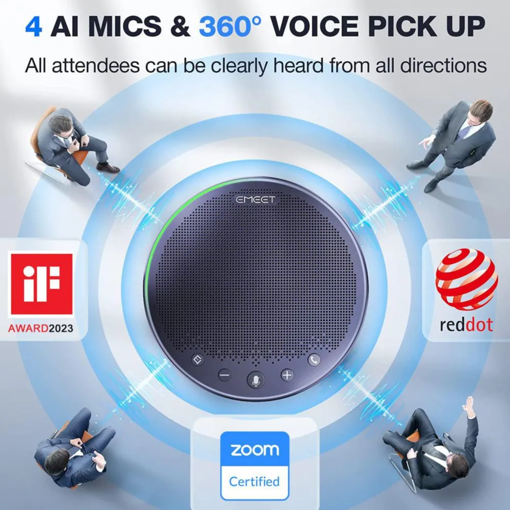 Bocina para conferencias EMEET M3 Bluetooth 4 AI Micrófonos 18H