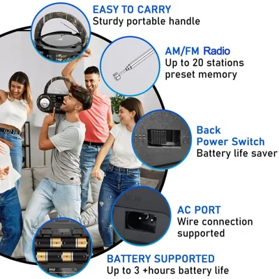 Reproductor de CD portátil con Bocina Bluetooth Boombox Pyle PHCD59.5