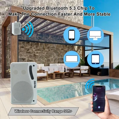 Par de Bocina Bluetooth para exteriores Herdio 3.5 200 W, 3 vías, color blanco