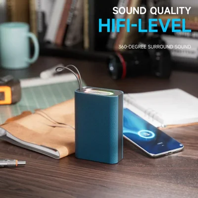 Bocina Bluetooth PEICHENG portátil impermeable con RGB azul