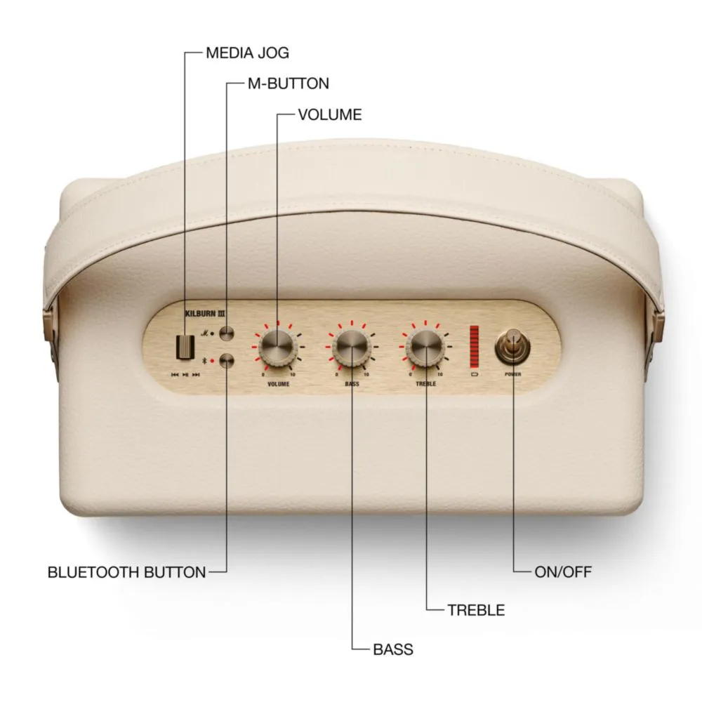 Bocina Bluetooth portátil Marshall Kilburn III Cream