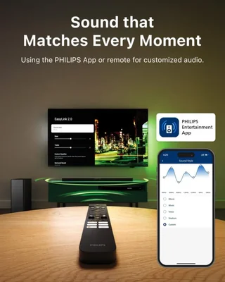 Barra de sonido PHILIPS B6309 de 2.1 canales con subwoofer inalámbrico