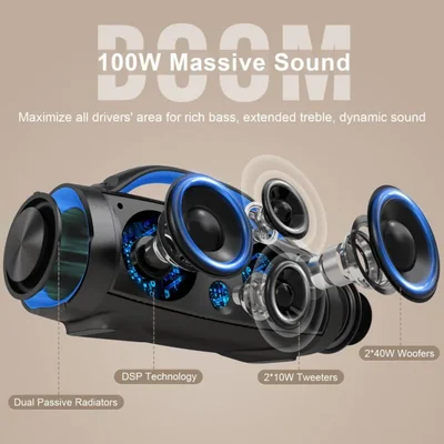 Bocina Bluetooth DOSS Extreme Boom Pro 100W Estéreo Azul