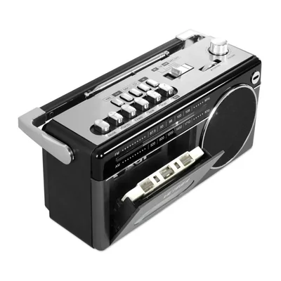 Boombox Victrola Mini con reproductor de casetes Bluetooth, color gris