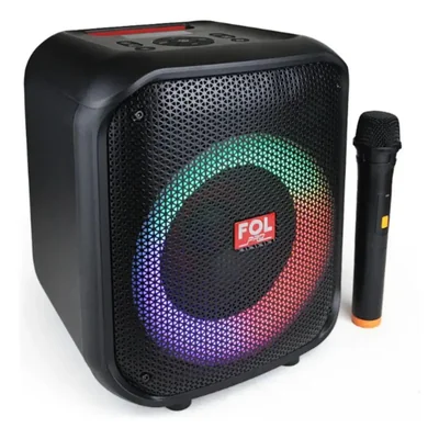 Bocina portátil BT FOL Pro 6.5" Karaoke TWS USB con micrófono FS-L1216M