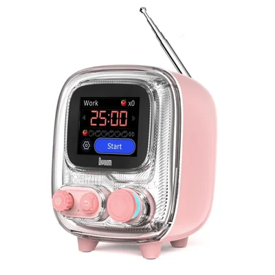 Mini bocina inalámbrica retro Divoom Tiivoo-2 con radio y diseño de píxeles (Rosa)