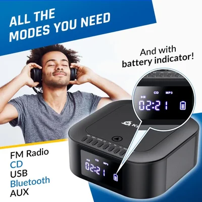Reproductor de CD portátil KLIM Boombox E1 con subwoofer Bluetooth