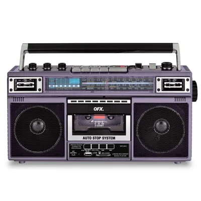 Conversión MP3 QFX J-220BT Purple Boombox de radio a casete con radio de 4 bandas (AM, FM, SW1, SW2)