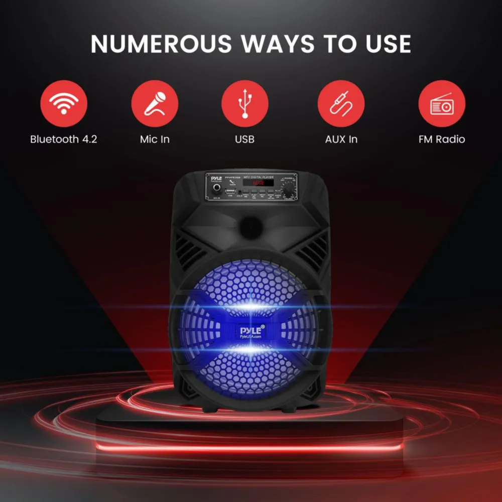 Bocina PA Bluetooth portátil Pyle 8 300 W con luces LED