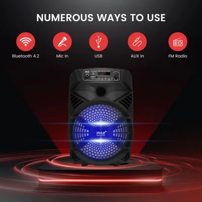 Bocina PA Bluetooth portátil Pyle 8 300 W con luces LED