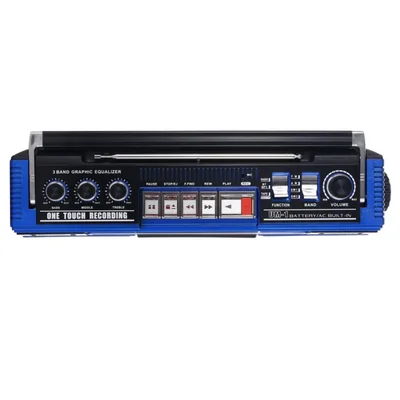 Conversión de MP3 QFX J-220BT Blue Boombox de radio a casete con radio de 4 bandas (AM, FM, SW1, SW2