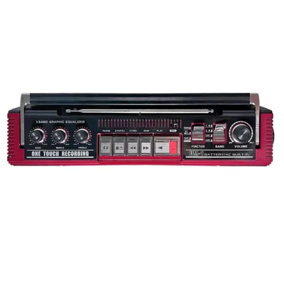 Conversión de MP3 QFX J-220BT Red Boombox de radio a casete con radio de 4 bandas (AM, FM, SW1, SW2)