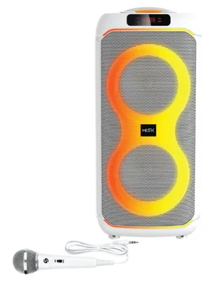 BAFLE MISIK MOD. MB2208B 8" TWS DOBLE BLANCO C/LUCES LED Y MICROFONO SISTEMA DE AUDIO TIPO UNIBODY BLUETOOTH USB MICRO SD RADIO FM