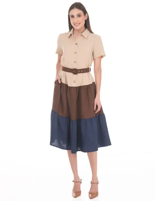 Vestido midi casual sarah bustani coleccion mayo para mujer