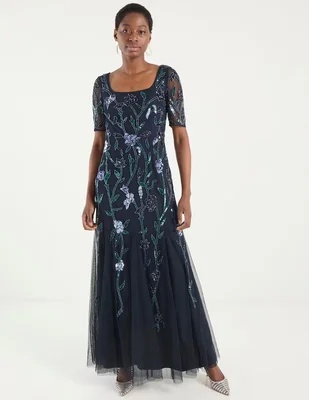Vestido maxi de fiesta Adrianna Papell escote cuadrado