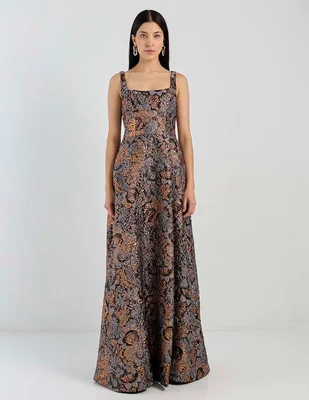 Vestido maxi de fiesta Dress The Population escote cuadrado