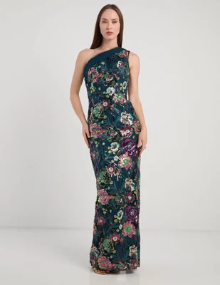 Vestido maxi de fiesta dress the population escote medio