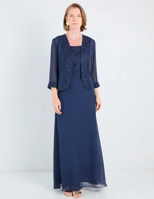Vestido largo de fiesta damaia atelier escote medio