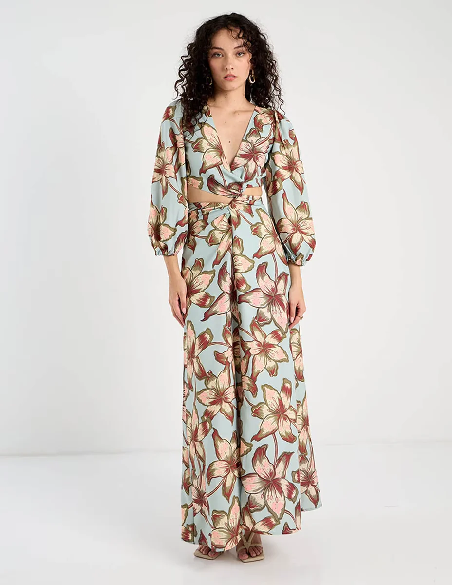Vestido maxi fiesta escote v