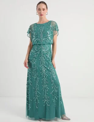 Vestido largo de fiesta adrianna papell escote medio