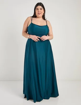 Vestido largo fiesta The Pattern escote espalda abierta