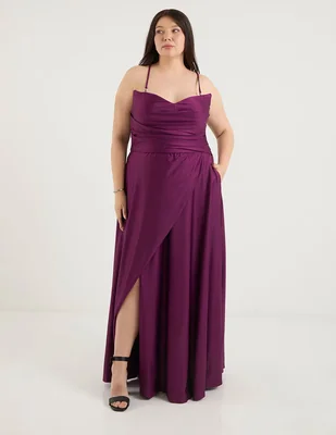 Vestido maxi de fiesta The Pattern espalda cruzada