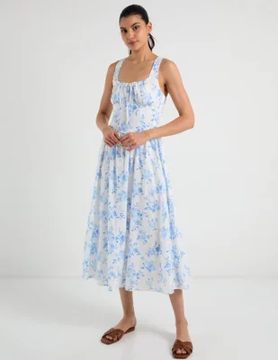 Vestido midi casual Coffee Bean para mujer