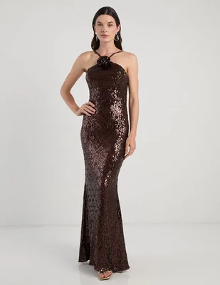Vestido maxi de fiesta dress the population espalda abierta