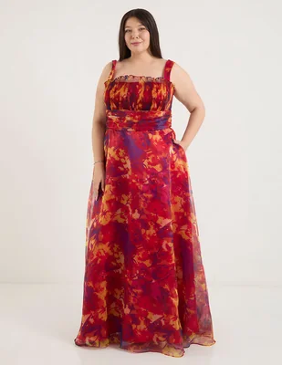 Vestido maxi de fiesta The Pattern escote cuadrado