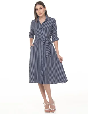 Vestido camisero midi casual sarah bustani coleccion junio para mujer