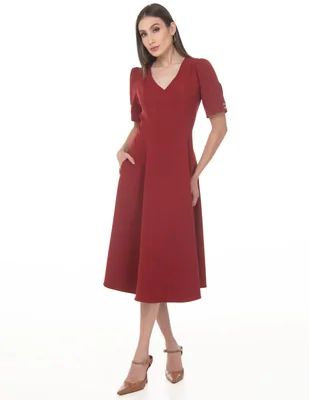 Vestido midi casual sarah bustani coleccion junio para mujer