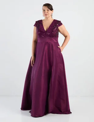 Vestido maxi de fiesta Ema Valdemossa Curvy escote V