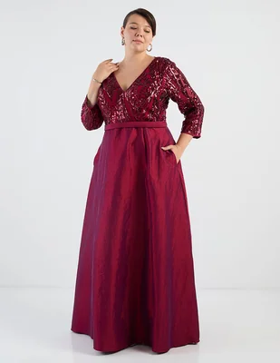Vestido maxi de fiesta Ema Valdemossa Curvy escote V