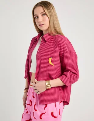 Sobrecamisa Map de algodón manga larga para mujer