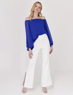 Blusa strapless Linea Pura manga larga para mujer
