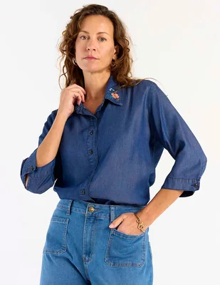 Blusa camisera Damaia Atelier manga 3/4 para mujer